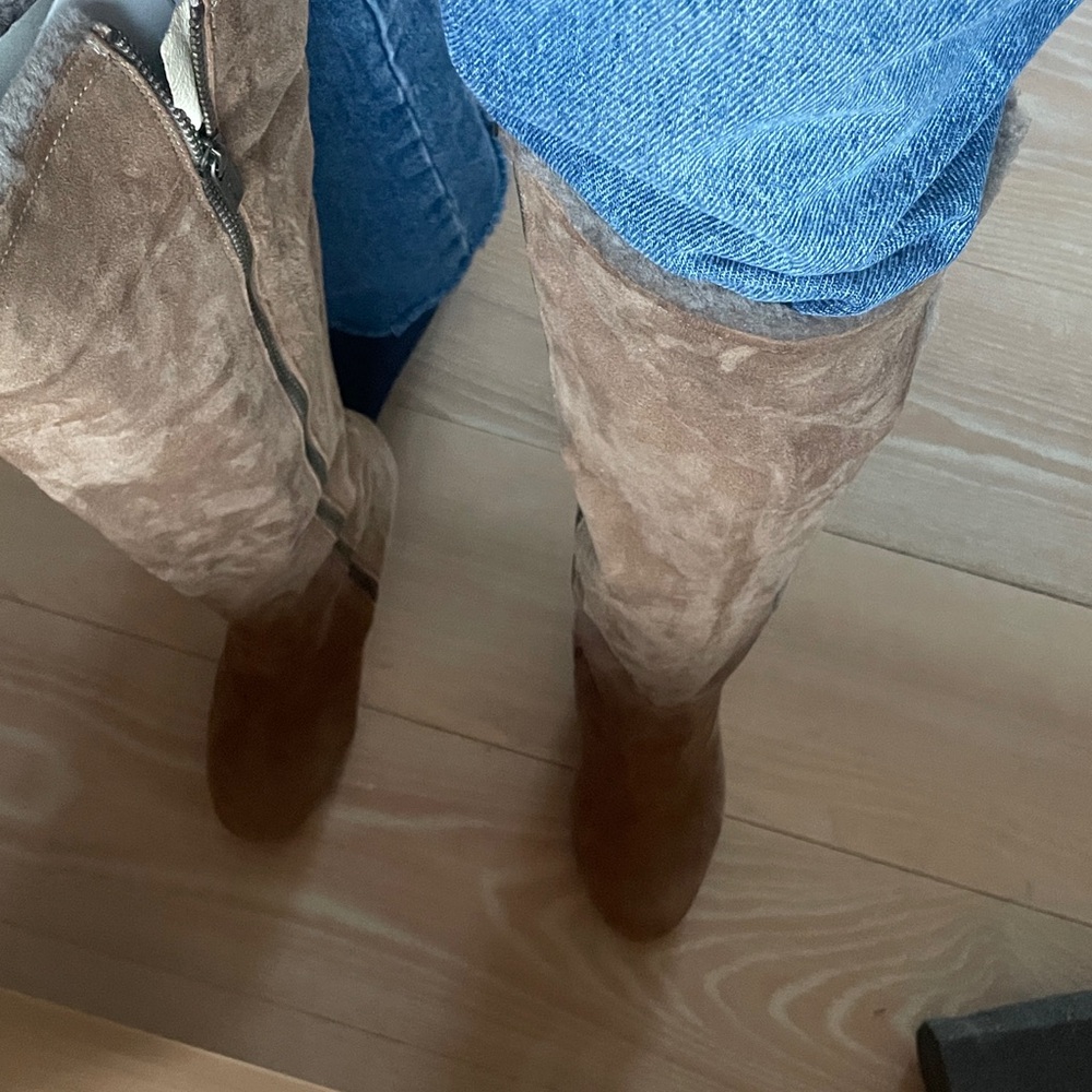 Lane Bennett Tan Suede Knee-High Boots